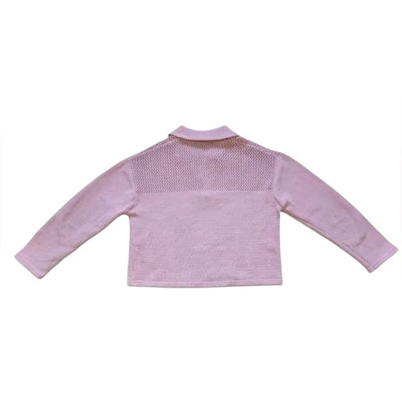 ZARA NWOT Women’s Perforated Chenille Light Pink Cut Out Balletcore Sweater - Picture 4 of 6